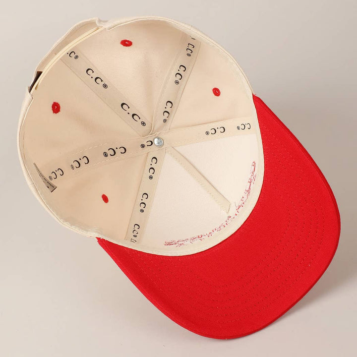 Fashion City - God Bless America Embroidered Two-Tone Canvas Cap: RED/NAVY / ONE SIZE