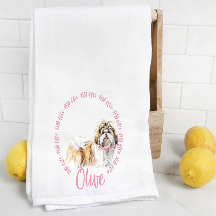 The Preppy Pineapple Home - Shih Tzu & Lhasa Apso Tea Towel: No Accessory / Palm Chair