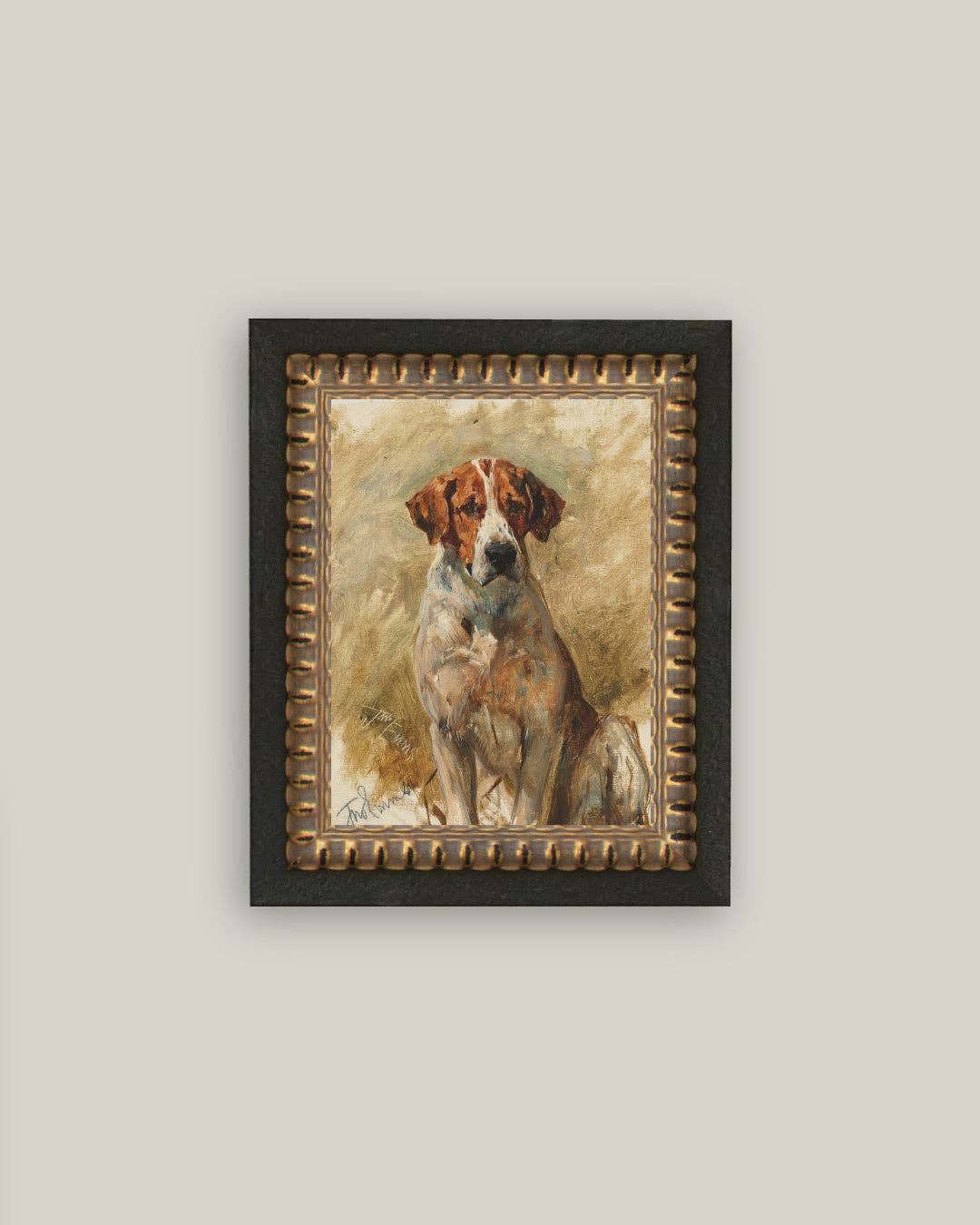 Petal Lane Home - Study of a Hound Framed Antique Art: 5x7