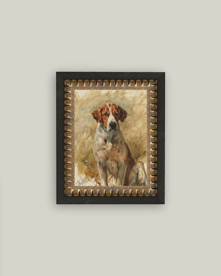 Petal Lane Home - Study of a Hound Framed Antique Art: 5x7