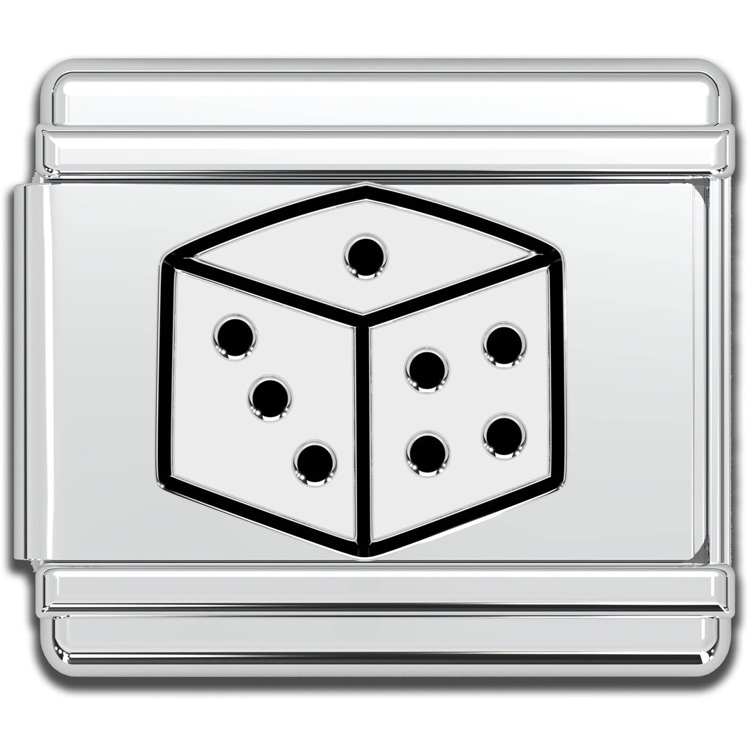 Natalia - Italian Bracelet Charm - White Dice 9mm Links