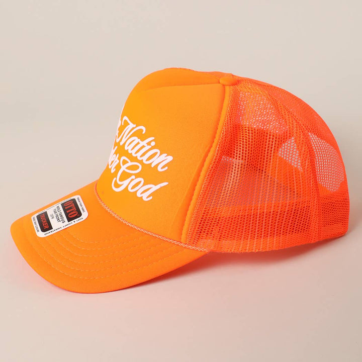 Fashion City - One Nation Under God Mesh Back Foam Trucker Hat: NEON PINK / One Size