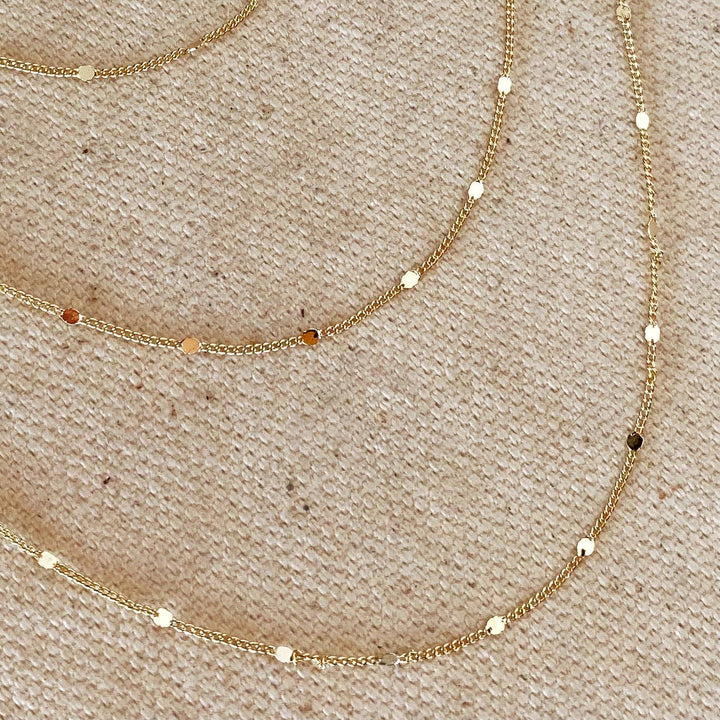 GoldFi - 18k Gold Filled 1mm Curb Chain With Pressed Details: 16 inches