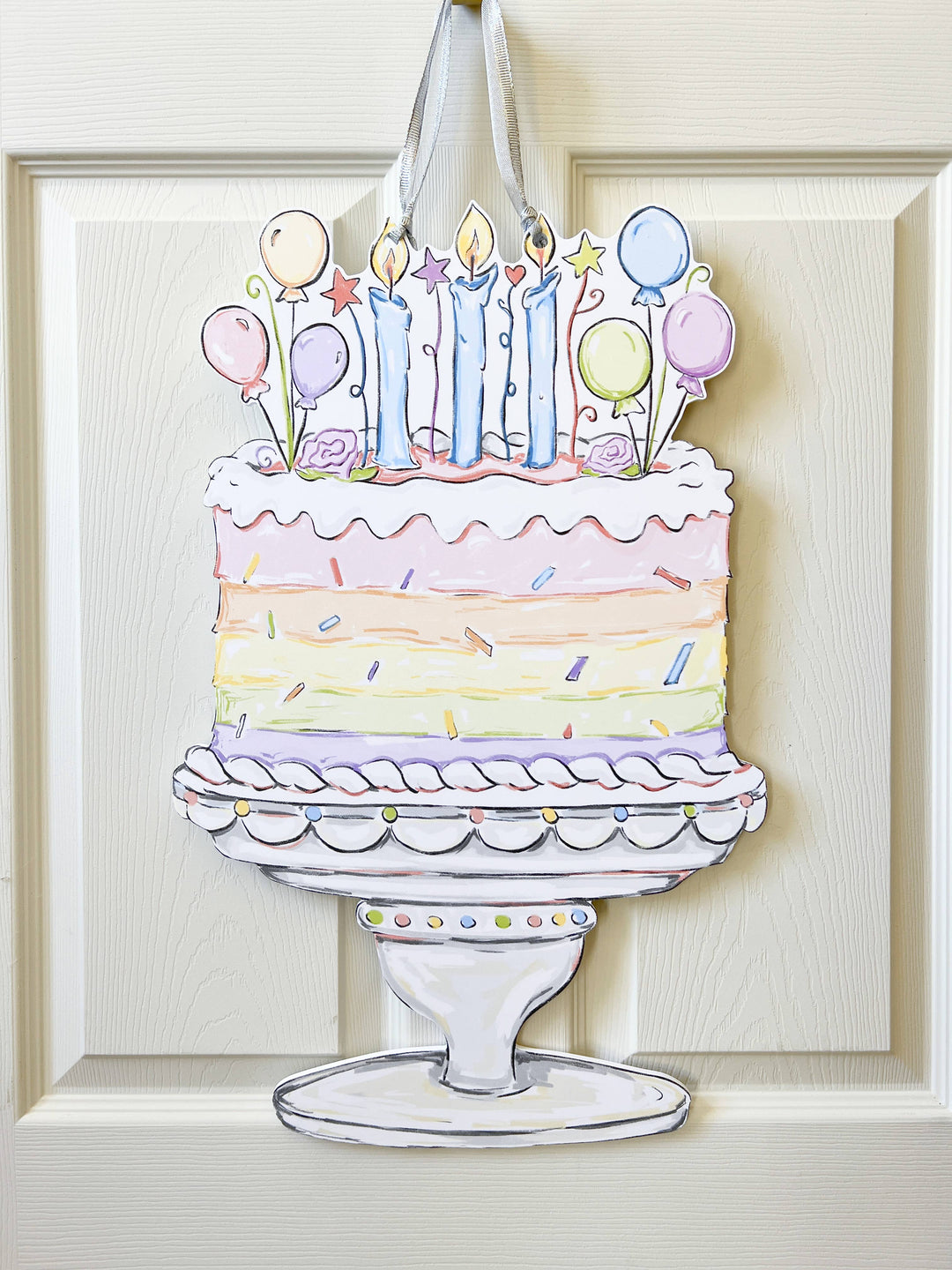Home Malone - Pastel Birthday Cake Door Hanger-Celebration Cake Fun Decor