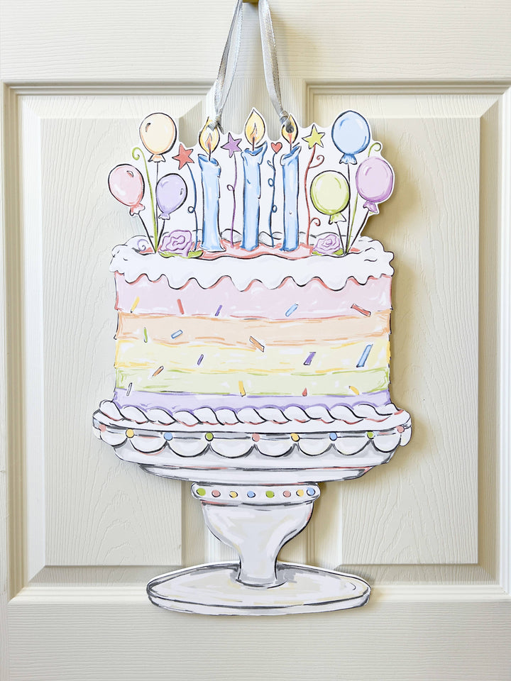 Home Malone - Pastel Birthday Cake Door Hanger-Celebration Cake Fun Decor