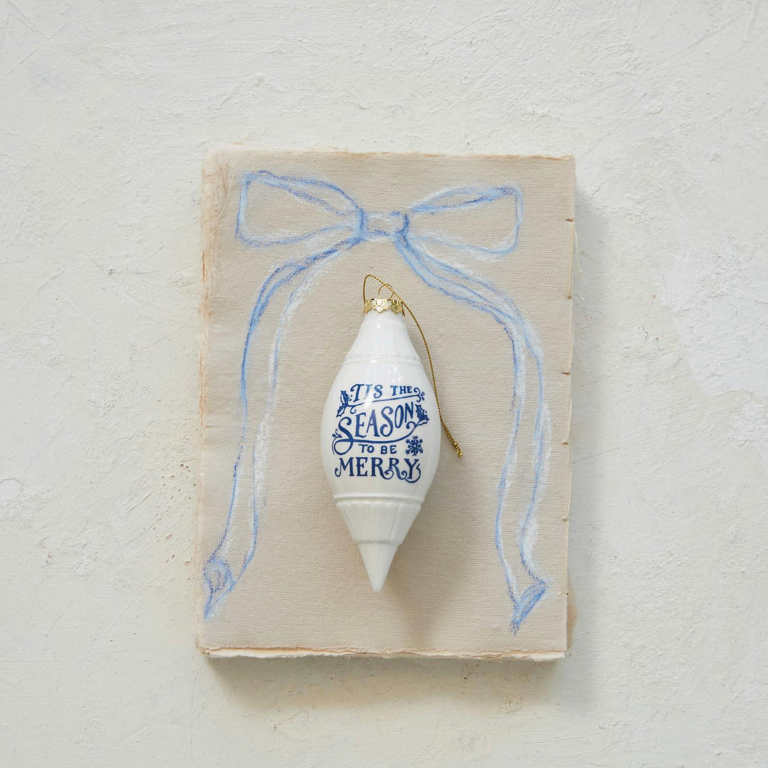 5-1/2"H Ceramic Finial Ornament "Tis The Season ..."