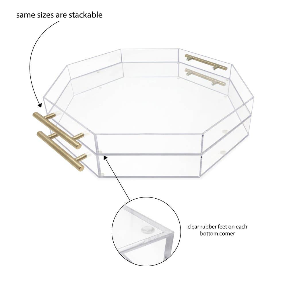 Isaac Jacobs Clear Acrylic Serving Tray with Metal Handles: Clear With Gold Handle / 11x17