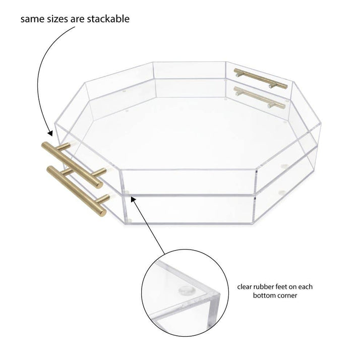 Isaac Jacobs Clear Acrylic Serving Tray with Metal Handles: Clear With Gold Handle / 11x17
