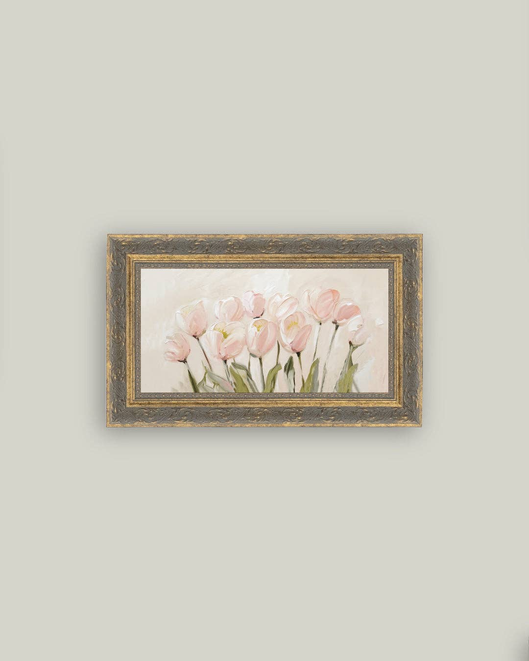 Petal Lane Home - Pink Tulips Framed Antique Art: 7x5
