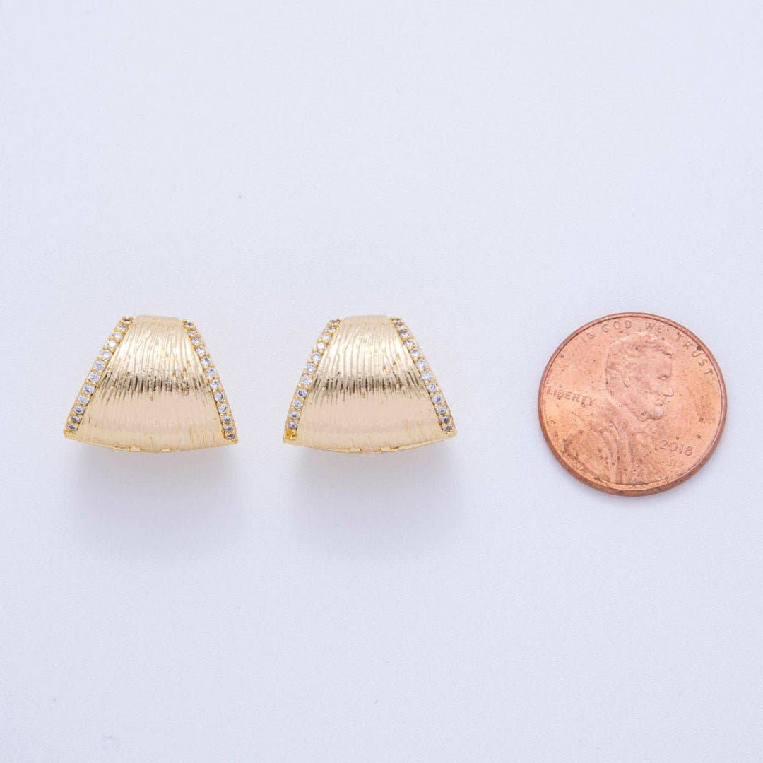 Aim Eternal - 18K Gold Filled Micro Paved CZ Line-Textured Cartilage C-Shaped Hoop Earrings | AI363