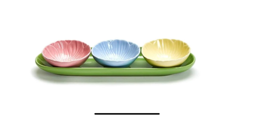 Two’s Company - Flower Tidbit bowls w/platter