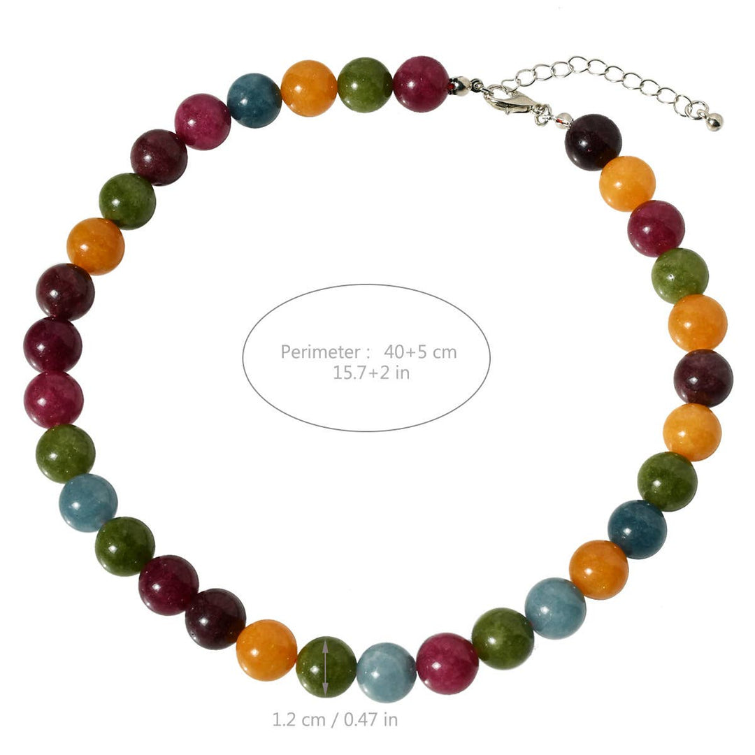 MKS America - Vintage Natural Stone Crystal Beaded Necklace: Green / M