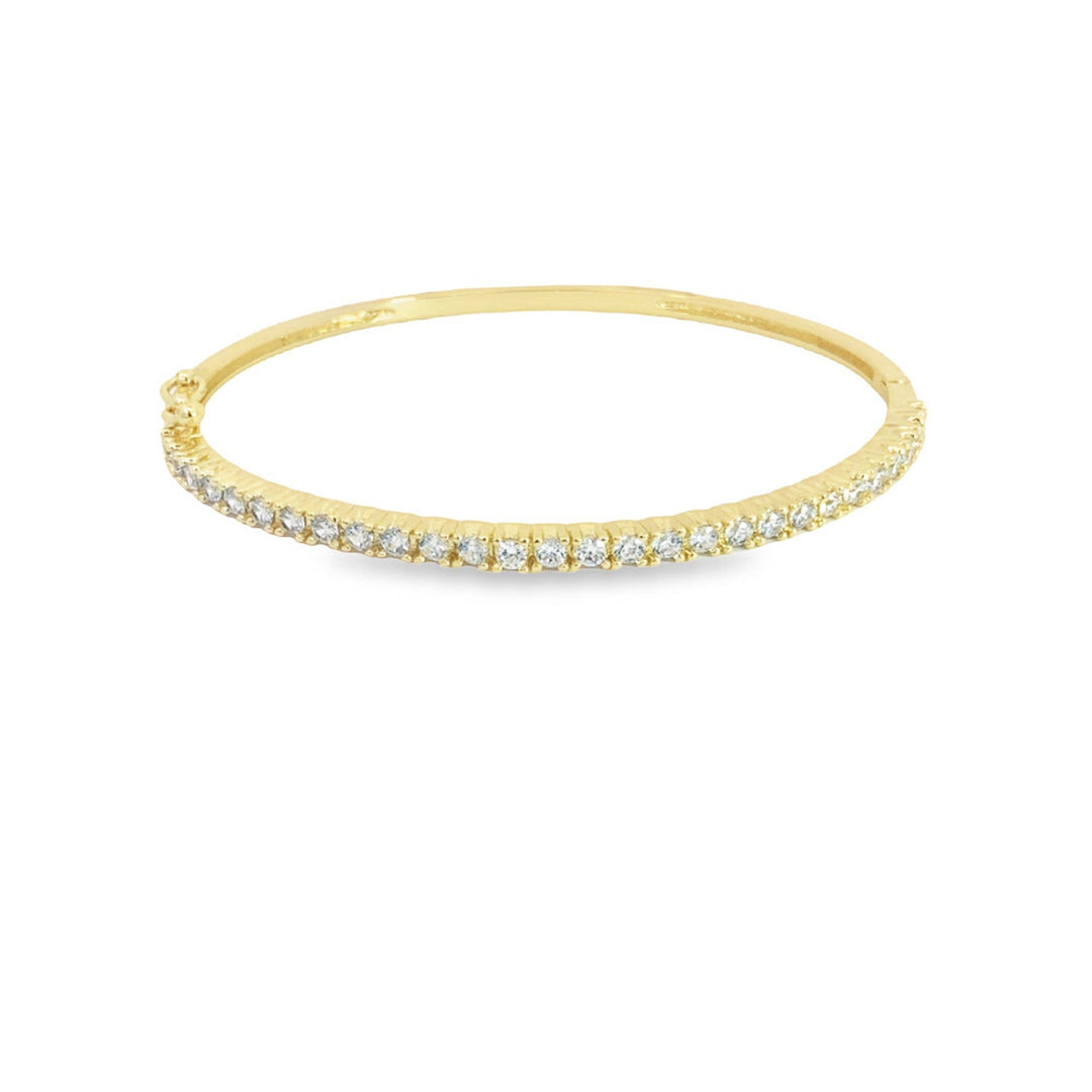 MIA Jewelry - 18K Gold Filled Slim Round CZ Stone Buckle Bangle (B33): Gold