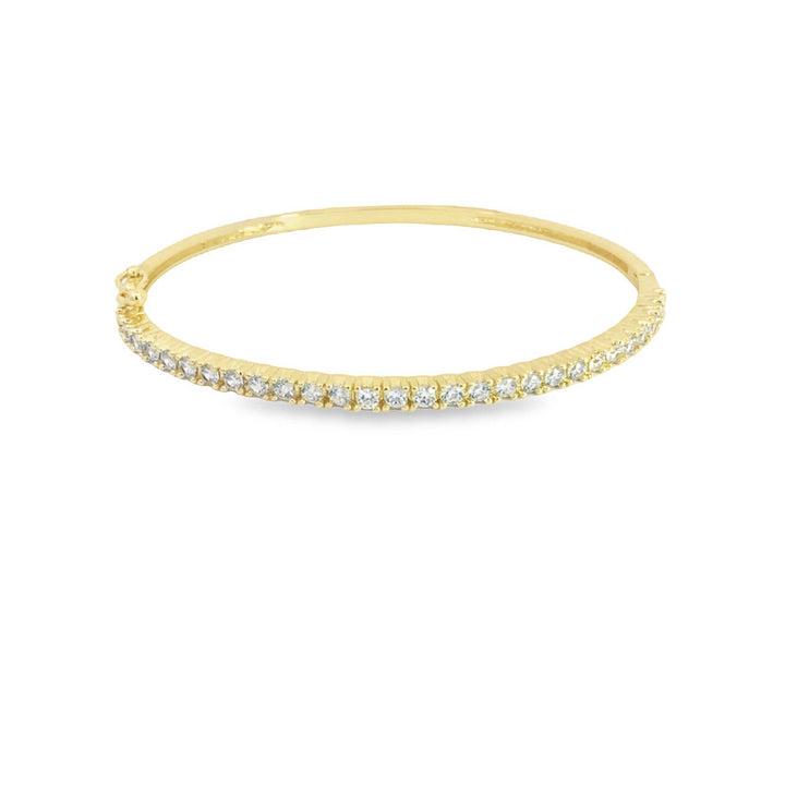 MIA Jewelry - 18K Gold Filled Slim Round CZ Stone Buckle Bangle (B33): Rhodium