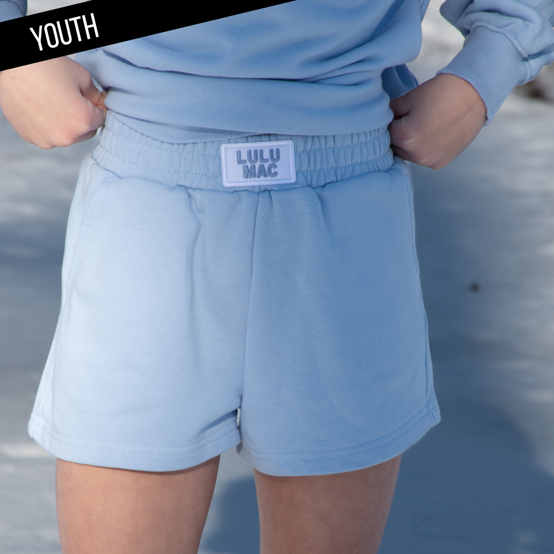 Lulu Mac KID TERRY CLOTH SHORTS : LIGHT BLUE Youth