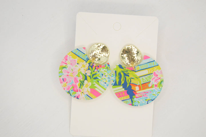 The Adorned Fox - Preppy Book Earrings, Floral, Flowers, Acrylic Earrings