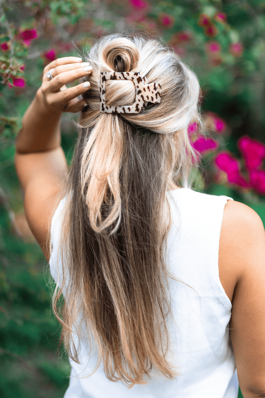 TELETIES - Square Flat Hair Clip | Large | Blonde Tortoise