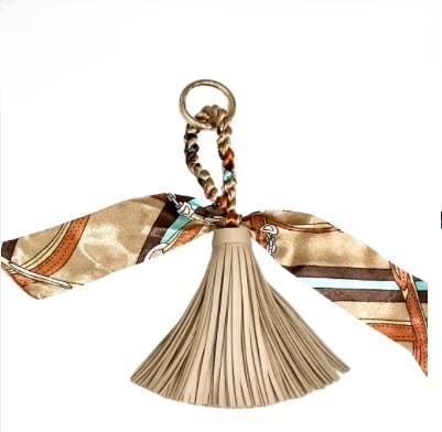 Be Clear Handbags - Amelia tassel bag charm: Taupe