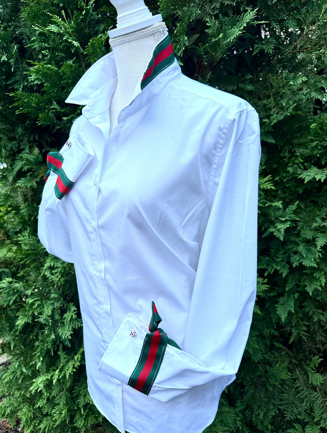 Pearly Vine - Audrey Ribbon FC - White w Green & Red Stripe Ribbon: White w Green & Red Stripe Ribbon / L