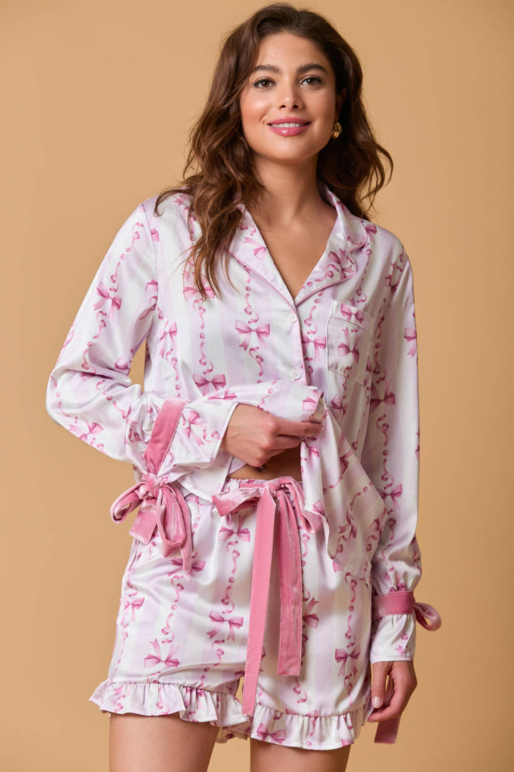 Fantastic Fawn - Pink Bow Pajama Set