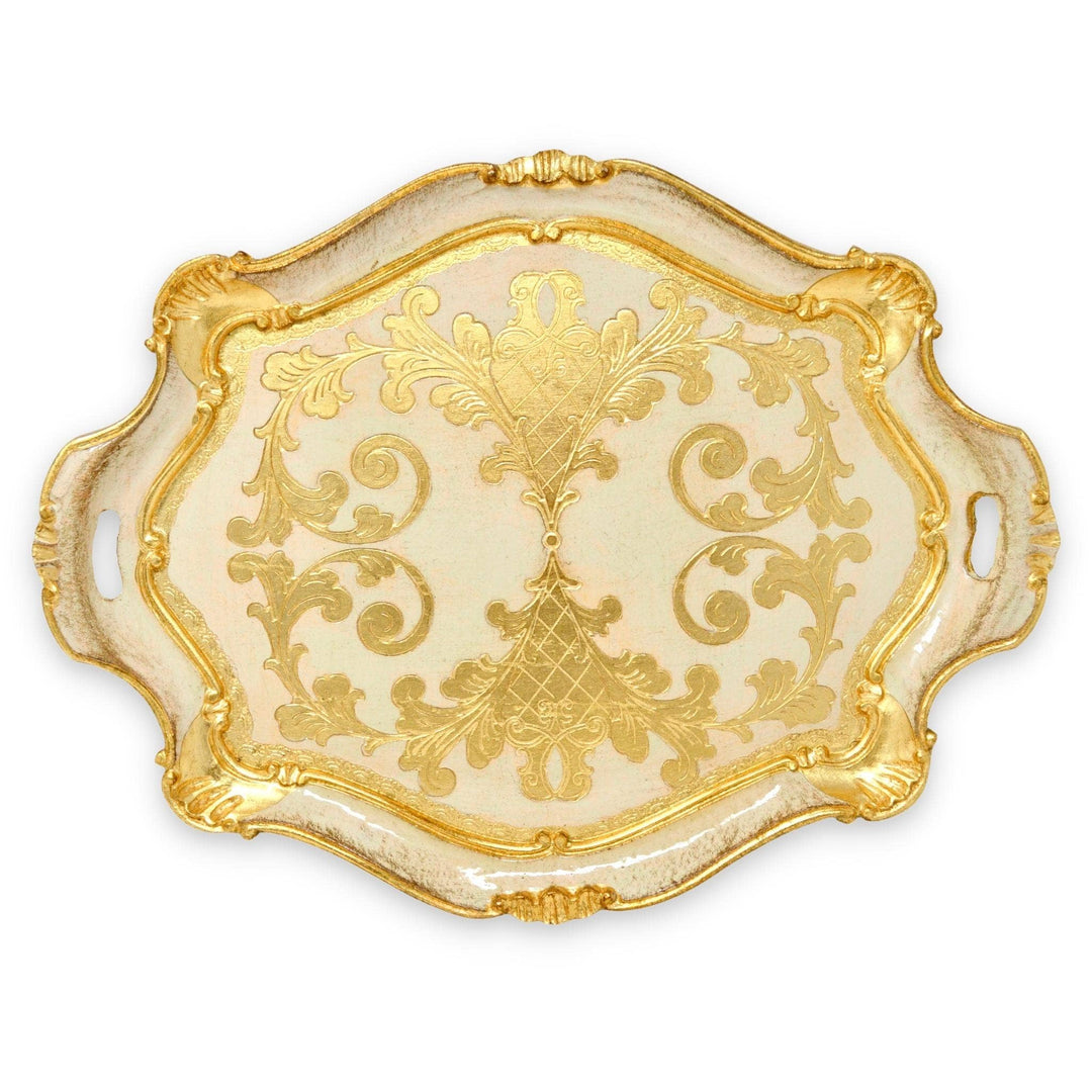 Via Graceffo - Florentine Carved Gilded Wood Tray, Large with Handles