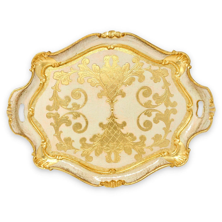 Via Graceffo - Florentine Carved Gilded Wood Tray, Large with Handles