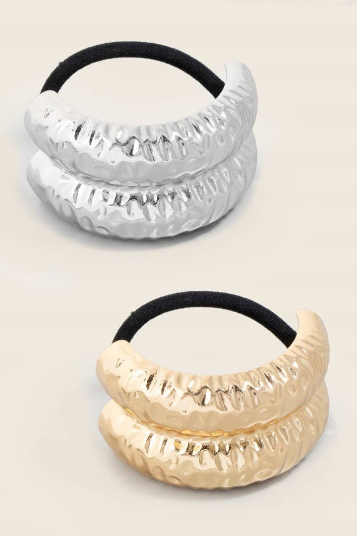 Anarchy Street - 2Pc Gold And Silver Crumpled Cuff Hair Tie Set: Assorted