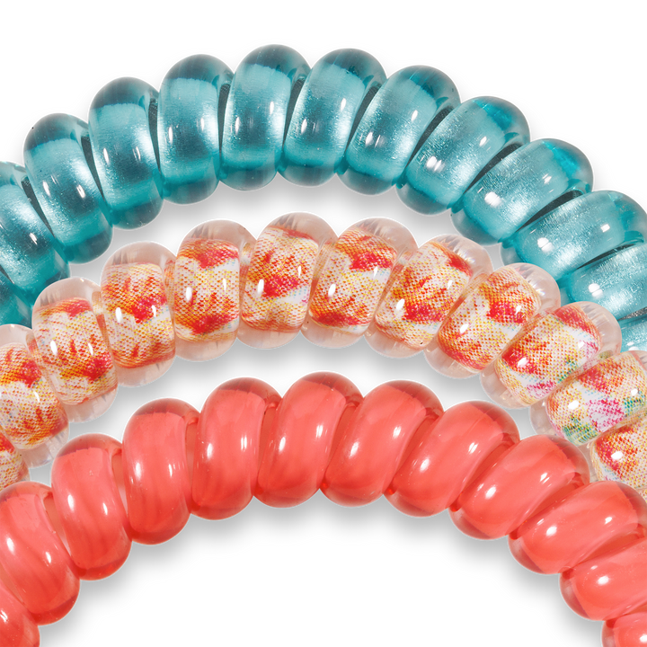 TELETIES - Spiral Hair Coils | Small | Coral Craze Hair Ties