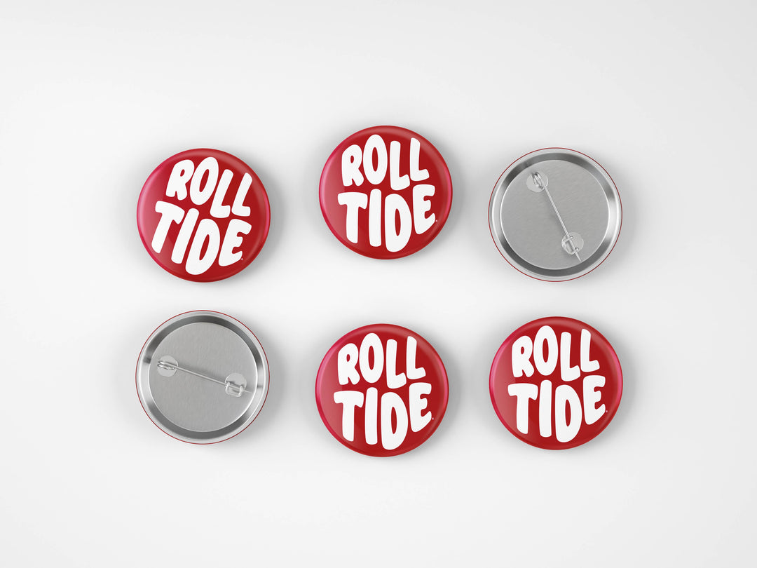 Cute As A Button - Alabama Roll Tide Bubble Letter Button