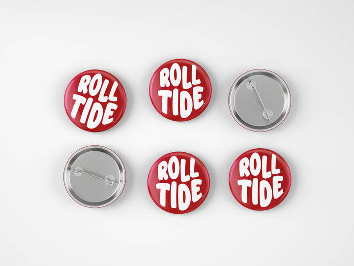 Cute As A Button - Alabama Roll Tide Bubble Letter Button