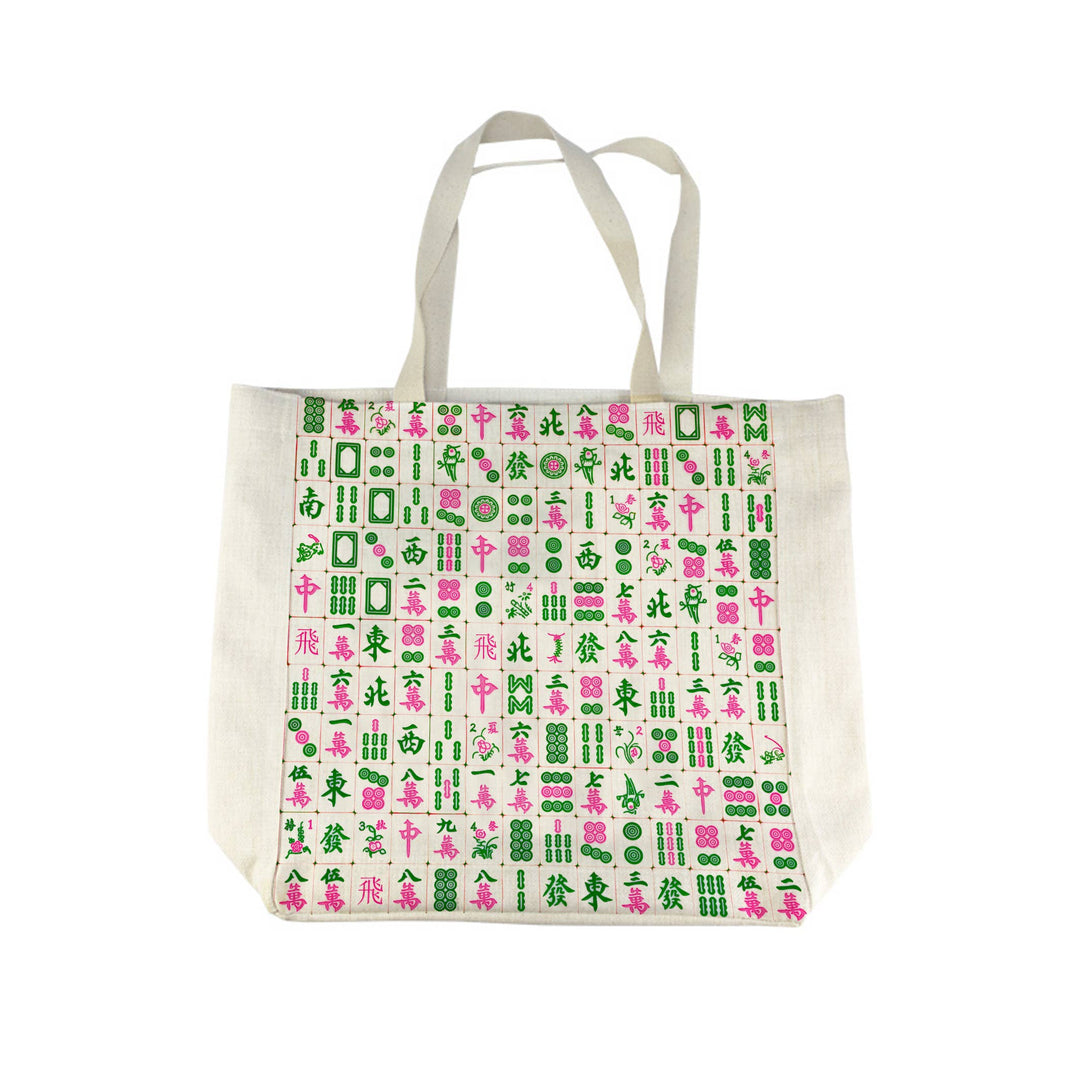 Retro Chinese Mahjong Tile Tote Bag - Canvas Carryall For Women, Mahjong Lover Gift
