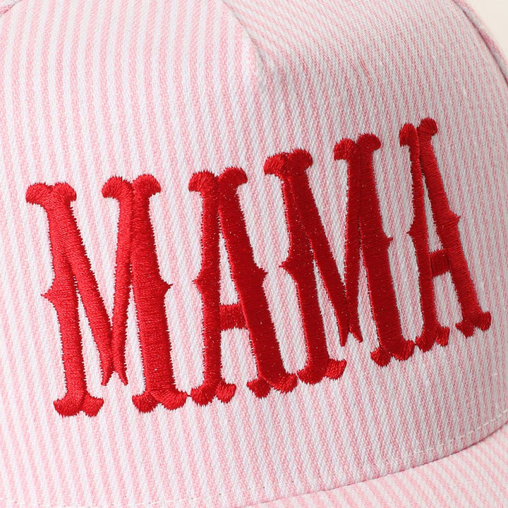 Fashion City - MAMA Embroidered Striped Trucker Hat : BLUE/BLUE