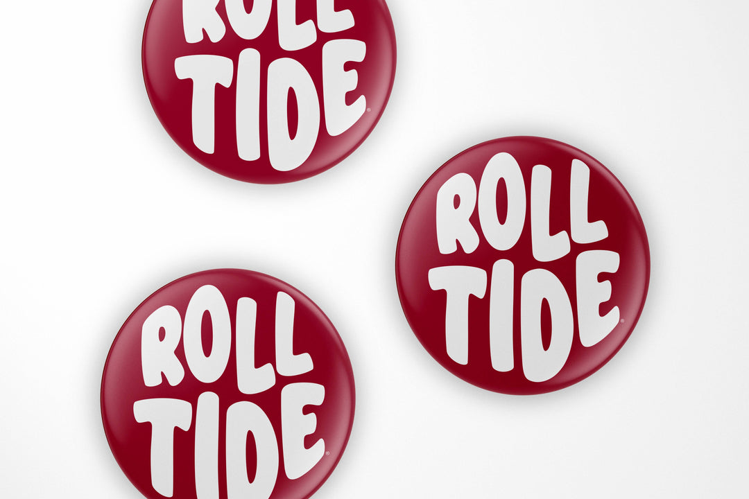 Cute As A Button - Alabama Roll Tide Bubble Letter Button