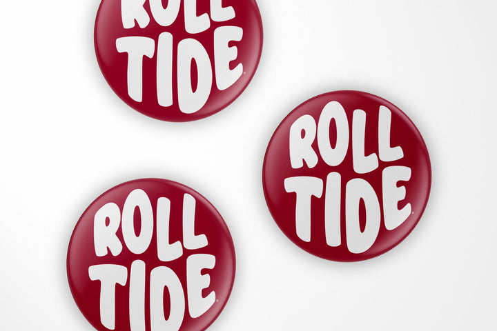 Cute As A Button - Alabama Roll Tide Bubble Letter Button
