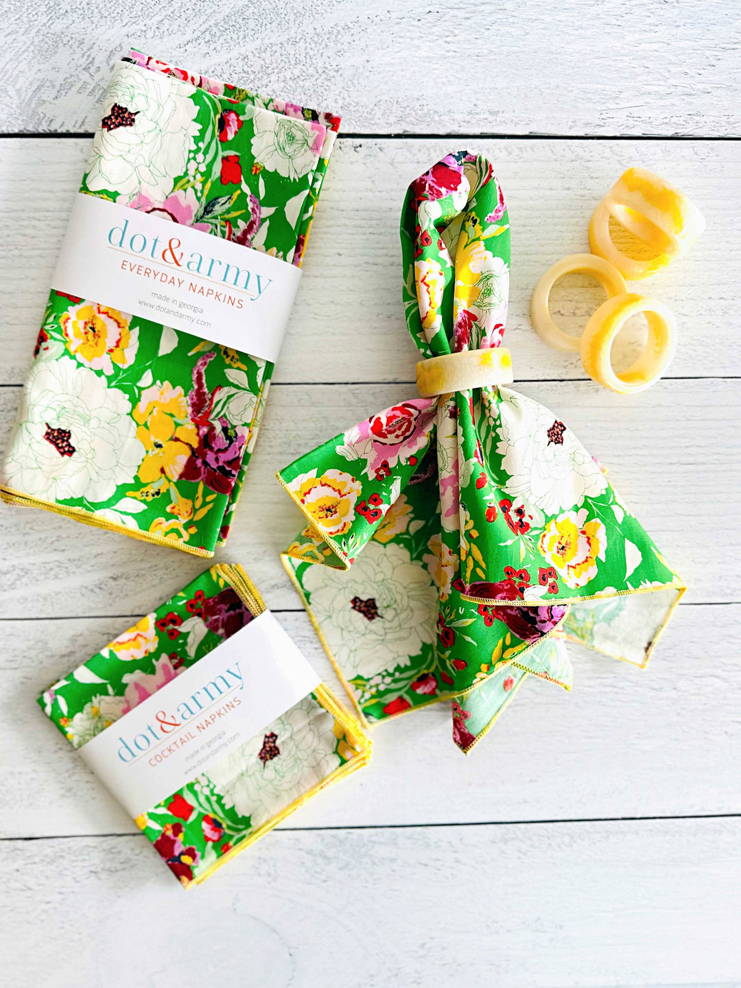 Dot and Army - Terrace Garden Cloth Napkins, set of four: Cocktail