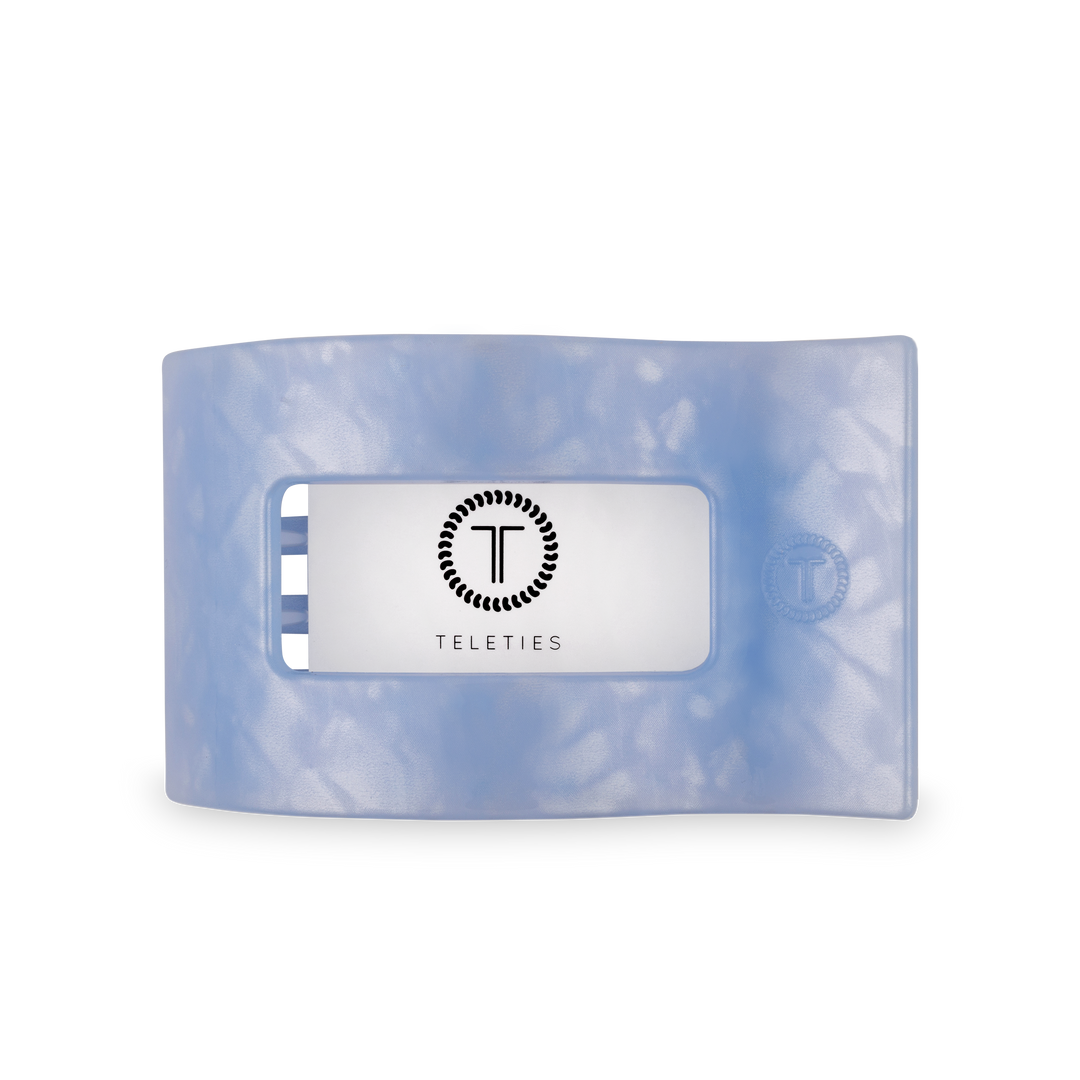 TELETIES - Flat Rectangle Hair Clip | Large | Blue Lagoon