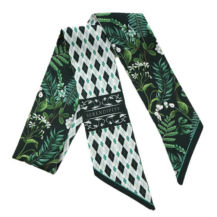 ACCITY - Fruit Print Twilly Scarf – Hair Tie & Bag Ribbon_CWASC0431: Brown / (OS) 10