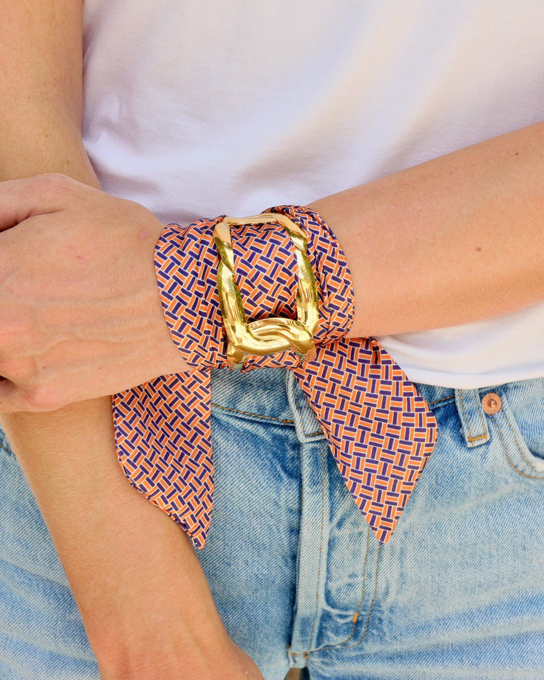 Caroline Hill - Serafina Scarf Bracelet Navy Orange: Default