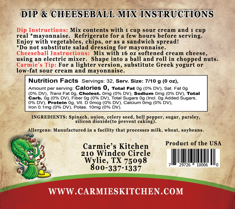 Carmie's Kitchen - Fiesta Spinach Dip Mix