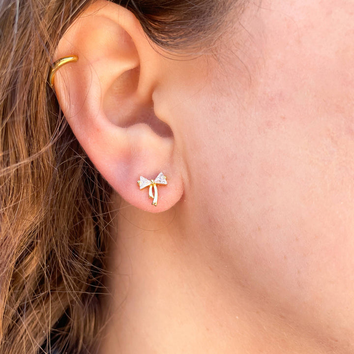 Rock Paper Scissors - Petite Crystal Bow Earring