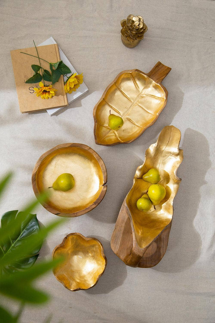 A&B Home Group Inc. - Teak Bowl With Gold Foil