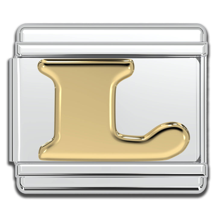 Natalia - Italian Charm Letters A-Z - 9mm Gold Bracelet Charms: W