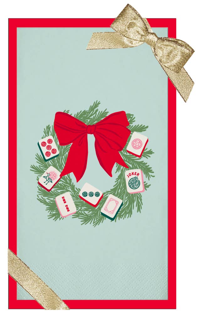 soiree-sisters - Holiday Mahjong Tray/Guest Towels Set | Mahjong Wreath