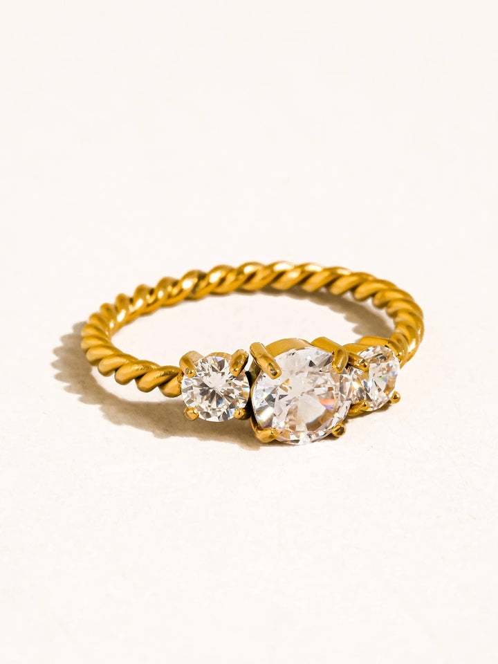 Flânerie by MAIQ - Moira 18K Gold Non-Tarnish CZ Statement Ring: Yellow Gold