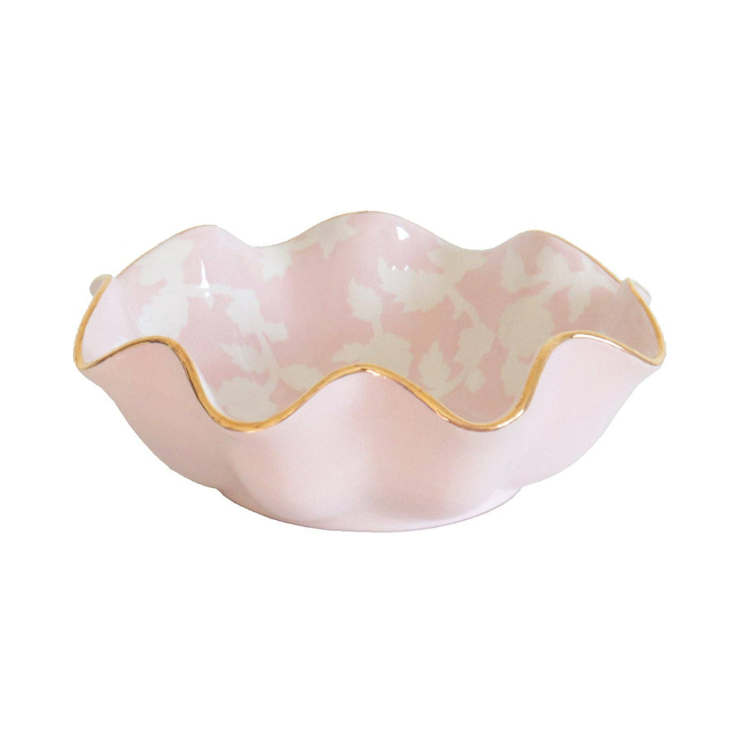 Lo Home by Lauren Haskell Designs - Chinoiserie Dreams Scalloped Bowls with 22K Gold Accent: French Blue / Large