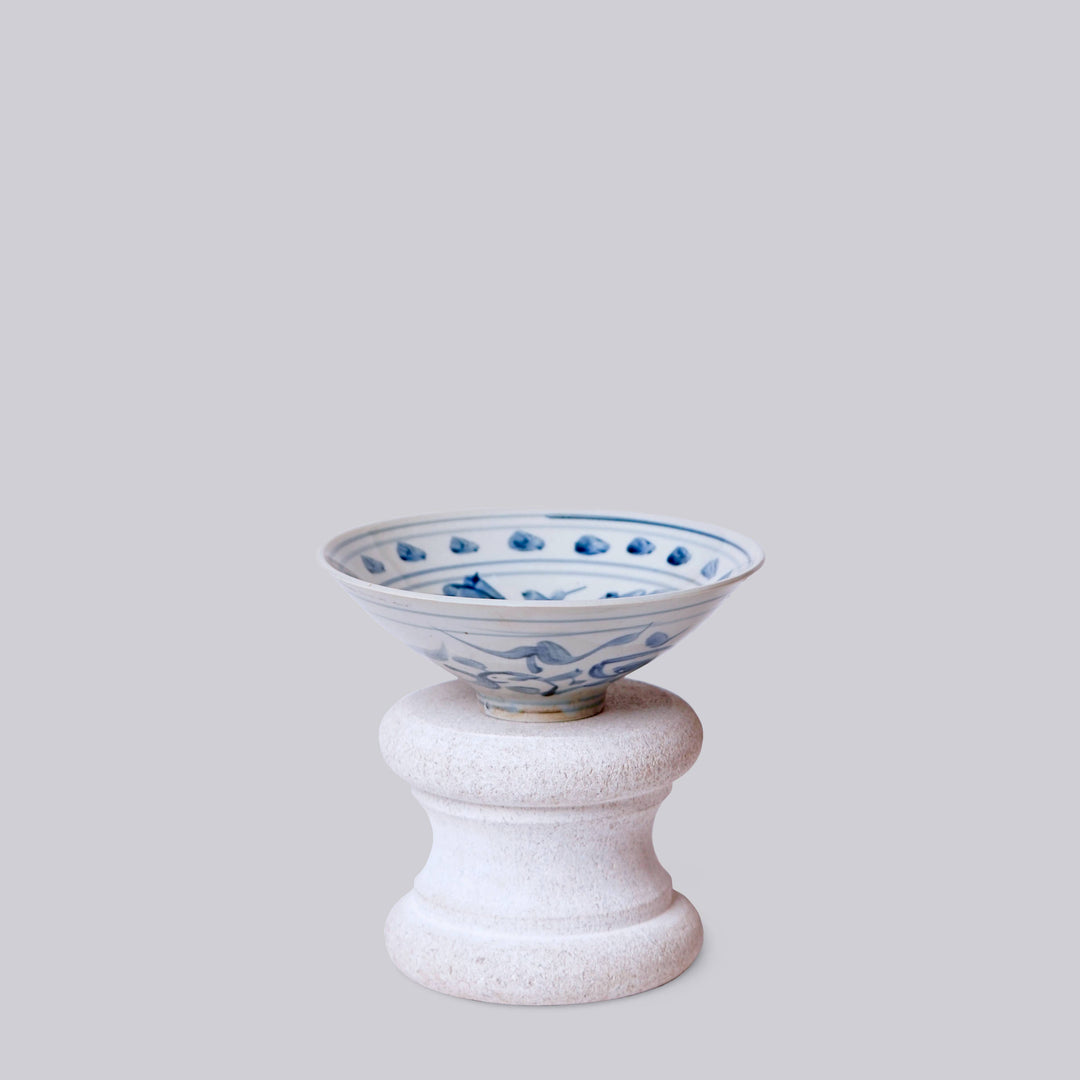 Cobalt Guild - Blue and White Porcelain Peony Conical Bowl