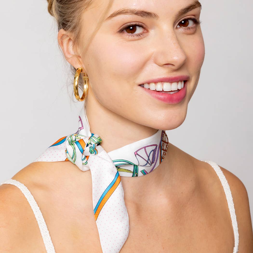 Fashion City - Multi-Colored Pattern Light Weight Twilly Scarf : PNK / ONE SIZE