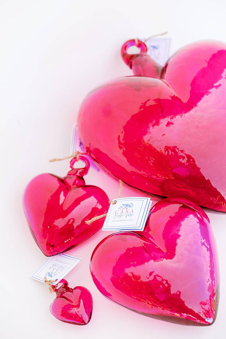 Casa Bella Vida - Blown Glass Heart - Pink - Mini