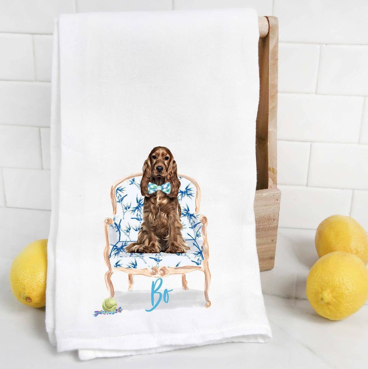 The Preppy Pineapple Home Cocker Spaniel Flour Sack Towel - Thumbnail 2