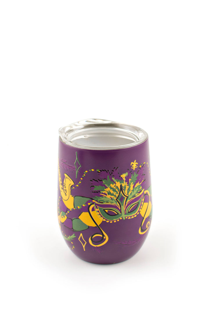 THE PARISH LINE - Stainless Wine Tumbler - Mardi Gras Mask